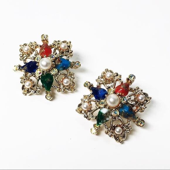 Vintage Sarah Coventry Galaxy Clip Earrings 1964 - Picture 1 of 4